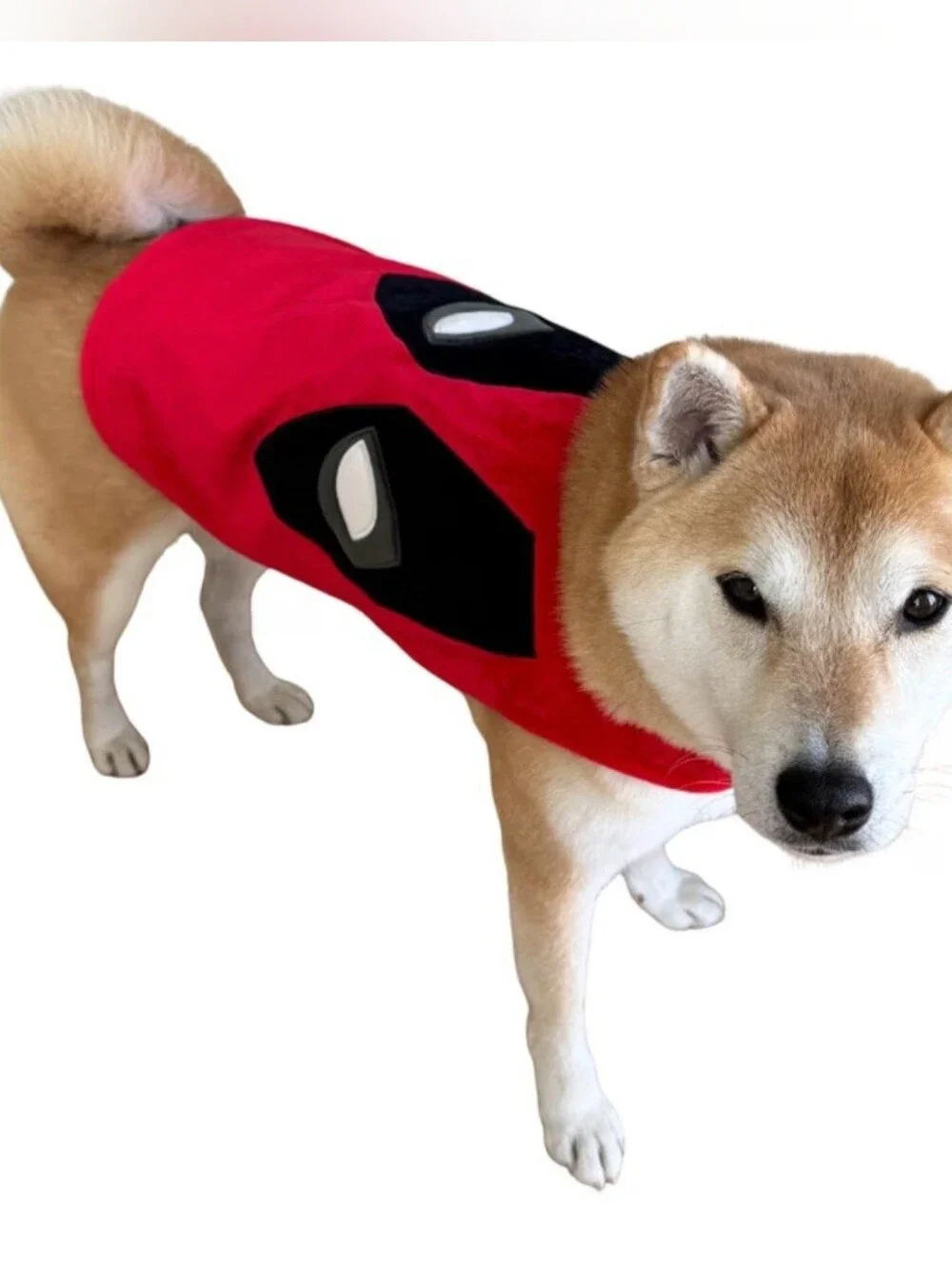 Comfy Camper Red and Black Unoffical Deadpool Dog Costume Size M